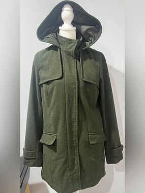 A New Day women’s hunter green wool blend duffle hooded coat size S